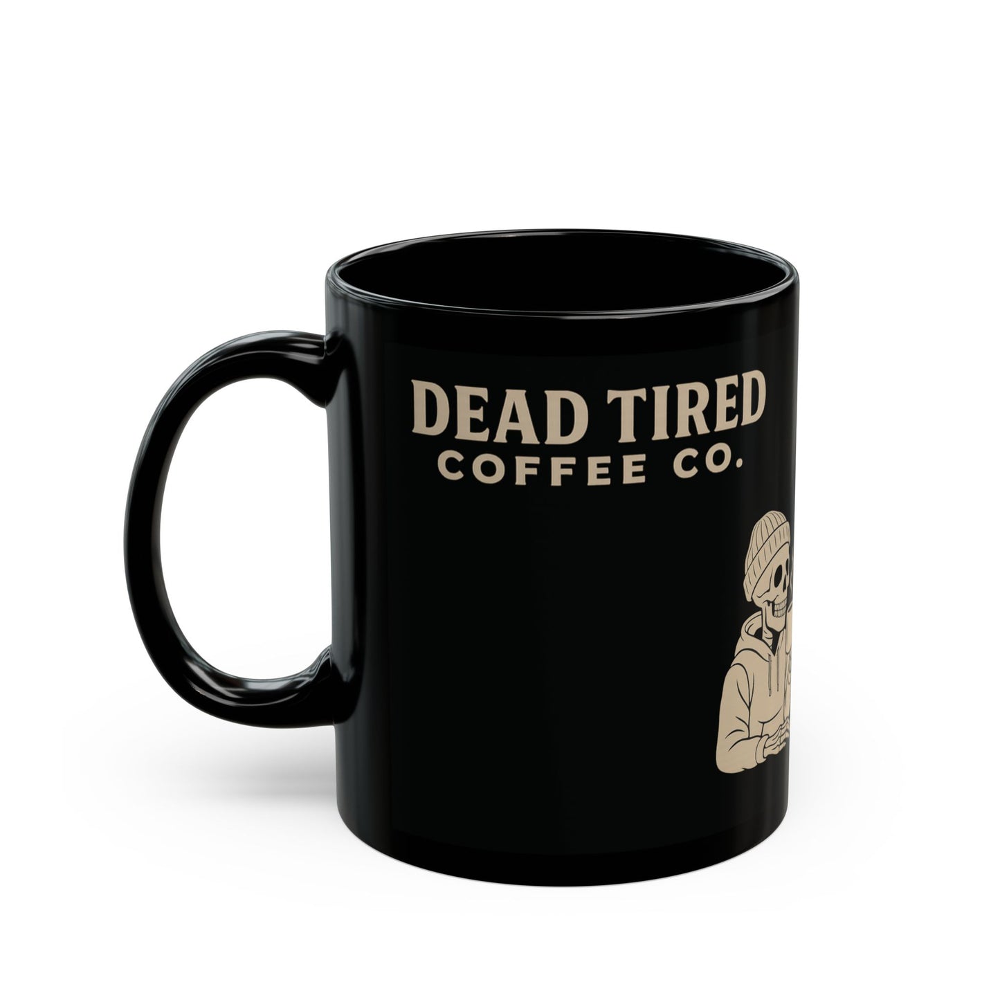Dead Tired Coffee Ceramic Mug – 11oz Black Gothic Coffee Cup for Daily Rituals | Microwave & Dishwasher Safe Gift for Coffee Lovers